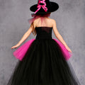 Pink and Black Witch Costume for Girls – Halloween Tutu Dress Set with Hat and Broom – Toddler & Kids Witch Outfit