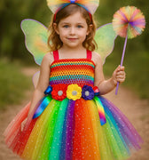 Rainbow Fairy Tutu Dress for Toddlers – Includes Wings, Wand & Headband | Girls Birthday Costume Outfit