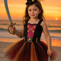 Girls Pirate Tutu Costume – Toddler Halloween Dress with Clip-On Pirate Hat | Buccaneer Dress Up Outfit
