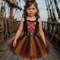 Girls Pirate Tutu Costume – Toddler Halloween Dress with Clip-On Pirate Hat | Buccaneer Dress Up Outfit