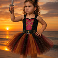 Girls Pirate Tutu Costume – Toddler Halloween Dress with Clip-On Pirate Hat | Buccaneer Dress Up Outfit