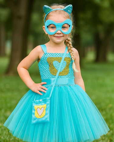 Super Kitties Tutu Costume Set Girls – Ginny Sparks Buddy Bitsy Dress with Ears, Mask & Purse