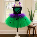 Frankenstein Girl Halloween Costume – Green Tutu Dress with Headband Hat – Kids Spooky Monster Dress-Up