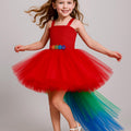 Rainbow Parrot Tutu Dress with Colorful Feather Headband – Bird Costume for Girls
