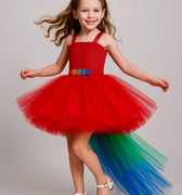 Rainbow Parrot Tutu Dress with Colorful Feather Headband – Bird Costume for Girls