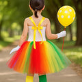 Colorful Clown Tutu Costume Set for Girls – Rainbow Dress, Bow Headband, Nose, Gloves, Balloon & Socks – Circus Halloween Outfit