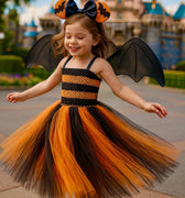 Halloween Bat Tutu Dress with Wings & Mickey Headband | Girls Disneyland Costume | Spooky Mouse Dress for Trick or Treat