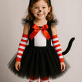 Girls Cat in the Hat Tutu Costume Set – Toddler Inspired Outfit with Tail, Hat Headband, Tights & Sleeves