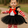 Girls Cat in the Hat Tutu Costume Set – Toddler Inspired Outfit with Tail, Hat Headband, Tights & Sleeves
