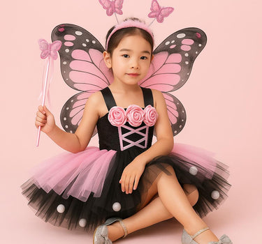 Butterfly Fairy Tutu Costume Set – Toddler Girl Dress with Wings, Wand & Headband