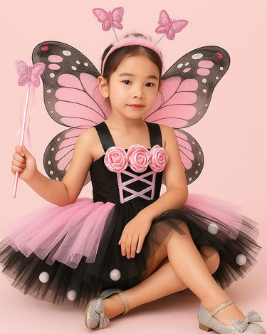 Butterfly Fairy Tutu Costume Set – Toddler Girl Dress with Wings, Wand & Headband