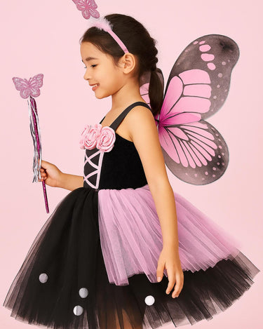 Butterfly Fairy Tutu Costume Set – Toddler Girl Dress with Wings, Wand & Headband