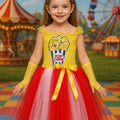 Popcorn Carnival Tutu Dress – Toddler Girl Circus Costume with Headband & Gloves