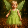 Baby Toddler Tinker Bell Costume with Wings – Green Fairy Dress for Girls, Halloween & Birthday Outfit