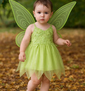 Baby Toddler Tinker Bell Costume with Wings – Green Fairy Dress for Girls, Halloween & Birthday Outfit