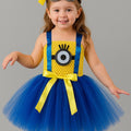 Girls Minion Tutu Dress Costume with Goggles & Bows – Despicable Me Birthday Outfit, Halloween Minion Dress for Toddler or Child
