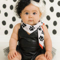 Baby and Toddler Cruella Costume - Black Romper and Dalmatian Scarf | Sizes 3M-3T | Villain Halloween Outfit