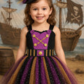 Girls Pirate Tutu Costume – Toddler Halloween Dress with Clip-On Pirate Hat | Buccaneer Dress Up Outfit