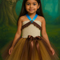 Pocahontas Inspired Tutu Dress – Toddler Native Princess Costume – Brown & Blue Halloween Dress