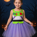 Buzz Lightyear Tutu Dress with Matching Headband – Toy Inspired Costume – Girls Halloween Outfit, Birthday Party Dress – Sizes 12M-14T