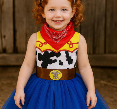 Jessie Cowgirl Tutu Dress | Toy Inspired Birthday Outfit | Western Costume with Bandana & Mouse Ears Headband