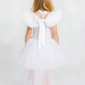 Angel Tutu Costume Set | Sparkly White Hi-Low Dress with Wings, Halo Headband & Heart Wand | Girls Christmas, Pageant and Halloween Outfit