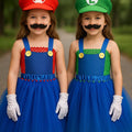 Mario Luigi Tutu Dress Set – Girls Halloween Costume with Gloves & Hat – Sibling Matching Outfits