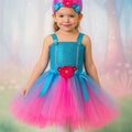 Trolls Inspired Tutu Dress | Poppy Costume with Matching Troll Hair Headband | Girls Birthday & Halloween Outfit