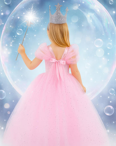 Glinda the Good Witch Costume – Tutu Dress with Star Crown & Wand – Wizard of Oz Girls Dress Up Outfit – Fairy Princess Halloween Costume