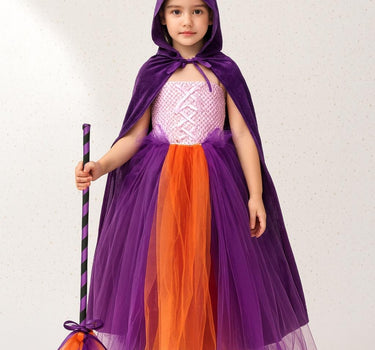 Sanderson Sisters Tutu Dress Set: Hocus Pocus Witch Costume with Cape & Broom