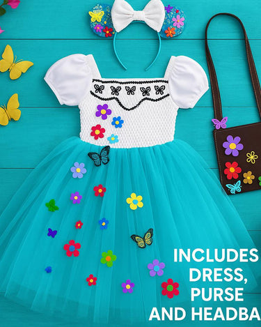 Mirabel Inspired Encanto Costume: Tutu Dress, Headband & Purse
