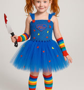 Chucky Inspired Tutu Costume: Good Guys Dress, Socks, Arm Warmers & Knife Prop