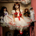 Annabelle Inspired Tutu Dress: Creepy Doll Halloween Costume with Red Bows
