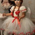 Annabelle Inspired Tutu Dress: Creepy Doll Halloween Costume with Red Bows