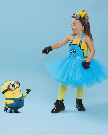 Minion Tutu Dress Costume: Goggles & Yellow Hair Bows