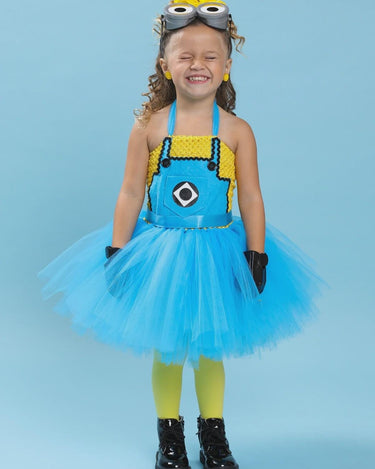 Minion Tutu Dress Costume: Goggles & Yellow Hair Bows