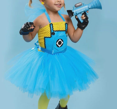 Minion Tutu Dress Costume: Goggles & Yellow Hair Bows