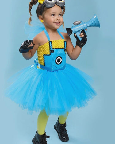 Minion Tutu Dress Costume: Goggles & Yellow Hair Bows