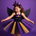 Halloween Unicorn Tutu Dress with Wings and Horn Headband – Girls Rainbow Costume