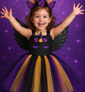Halloween Unicorn Tutu Dress with Wings and Horn Headband – Girls Rainbow Costume