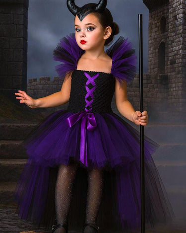 Maleficent Inspired Tutu Dress: Villain Costume with Horns & Wings