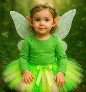 Fairy Tutu Skirt Costume: Green Pixie Dress Up with Wings, Crown & Elf Ears