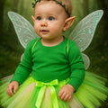 Fairy Tutu Skirt Costume: Green Pixie Dress Up with Wings, Crown & Elf Ears