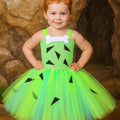 Pebbles Flintstone Tutu Dress Costume: Lime Green Outfit with Bone Clip