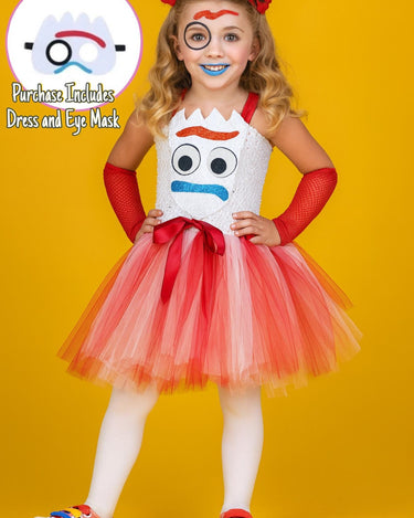 Forky Tutu Dress with Eye Mask: Toy-Inspired Costume