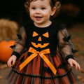 Baby Girl Pumpkin Halloween Dress – Toddler Jack-O’-Lantern Outfit with Bats (6M–4T)