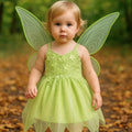 Baby Toddler Tinker Bell Costume with Wings – Green Fairy Dress for Girls, Halloween & Birthday Outfit