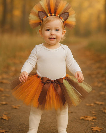 Lion Tutu Costume: Tulle Mane Headband, Baby Toddler Safari Outfit