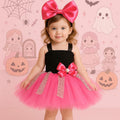 LOL Inspired Pink Tutu Dress with Leopard Ribbon & Oversized Bow Headband – Girls Birthday Party Outfit, Sizes 12M-14T