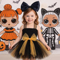 LOL Inspired Black & Gold Tutu Dress with Big Bow Headband – Birthday Outfit, Pageant, or Halloween Costume (12M–14T)